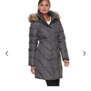 London Fog grey Tower puffer quilted coat size small NWT